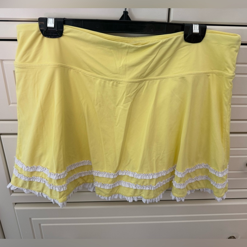 Lilly Pulitzer Yellow Ruffle Hem Circle Skater Skirt